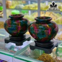Lục Bình Đá Khổng Tước (Malachite) Cao 21 Đường Kính 20 Riêng Đá Cao 15,5 (cm)