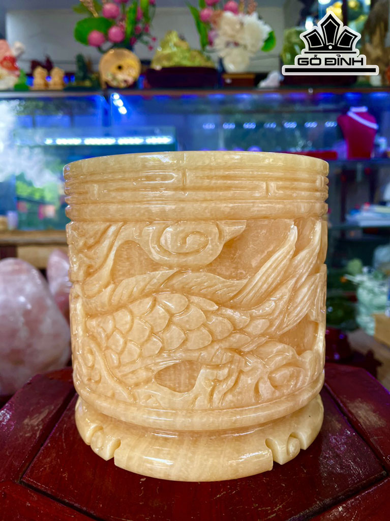 Lư Hương Đá Ngọc Hoàng Long Cao 15 Ngang 14 (cm)