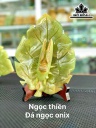Ngọc Thiền Tọa Lá Bồ Đề Đá Onyx Xanh Cao 20 Ngang 15 (cm)