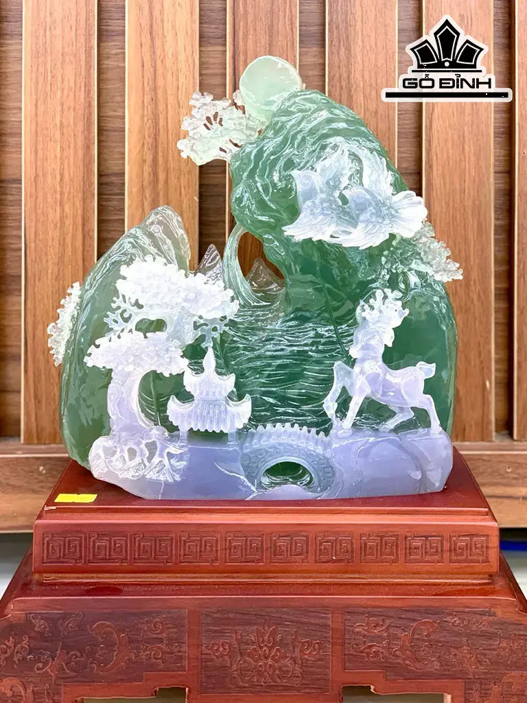 Tác Phẩm Phong Cảnh Đá Flourite Cao 39 (cm) 8,8kg Riêng Đá Cao 27 Ngang 24 9cm) 7,5kg