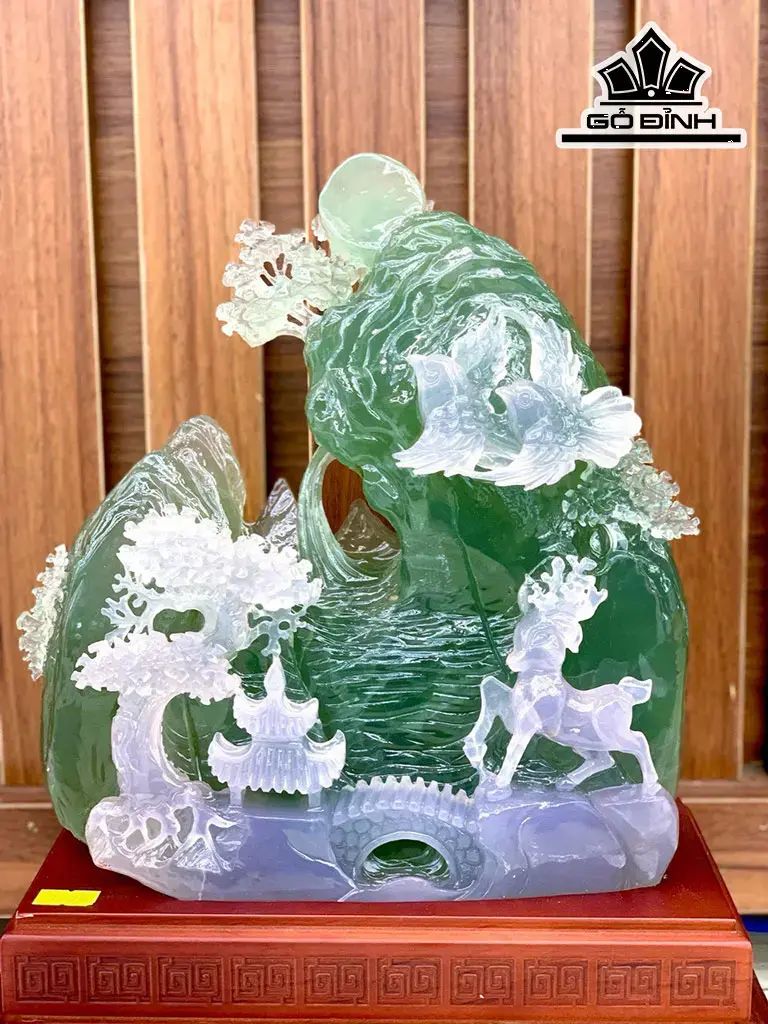 Tác Phẩm Phong Cảnh Đá Flourite Cao 39 (cm) 8,8kg Riêng Đá Cao 27 Ngang 24 9cm) 7,5kg