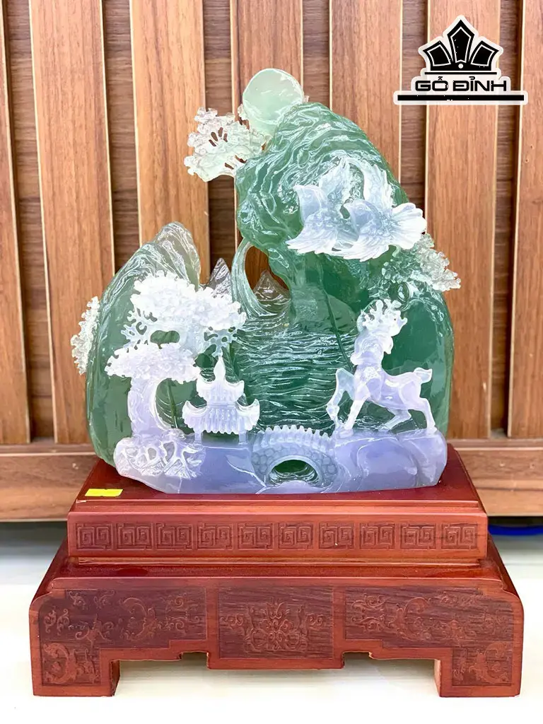 Tác Phẩm Phong Cảnh Đá Flourite Cao 39 (cm) 8,8kg Riêng Đá Cao 27 Ngang 24 9cm) 7,5kg