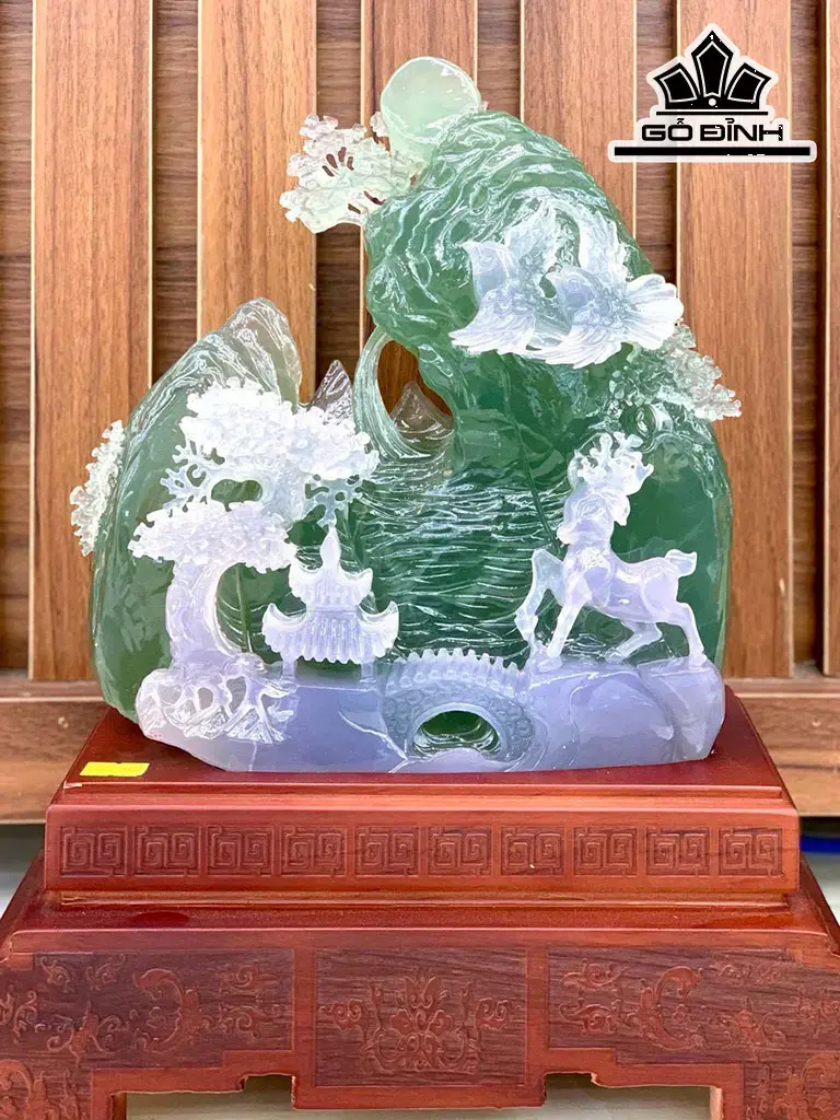 Tác Phẩm Phong Cảnh Đá Flourite Cao 39 (cm) 8,8kg Riêng Đá Cao 27 Ngang 24 9cm) 7,5kg