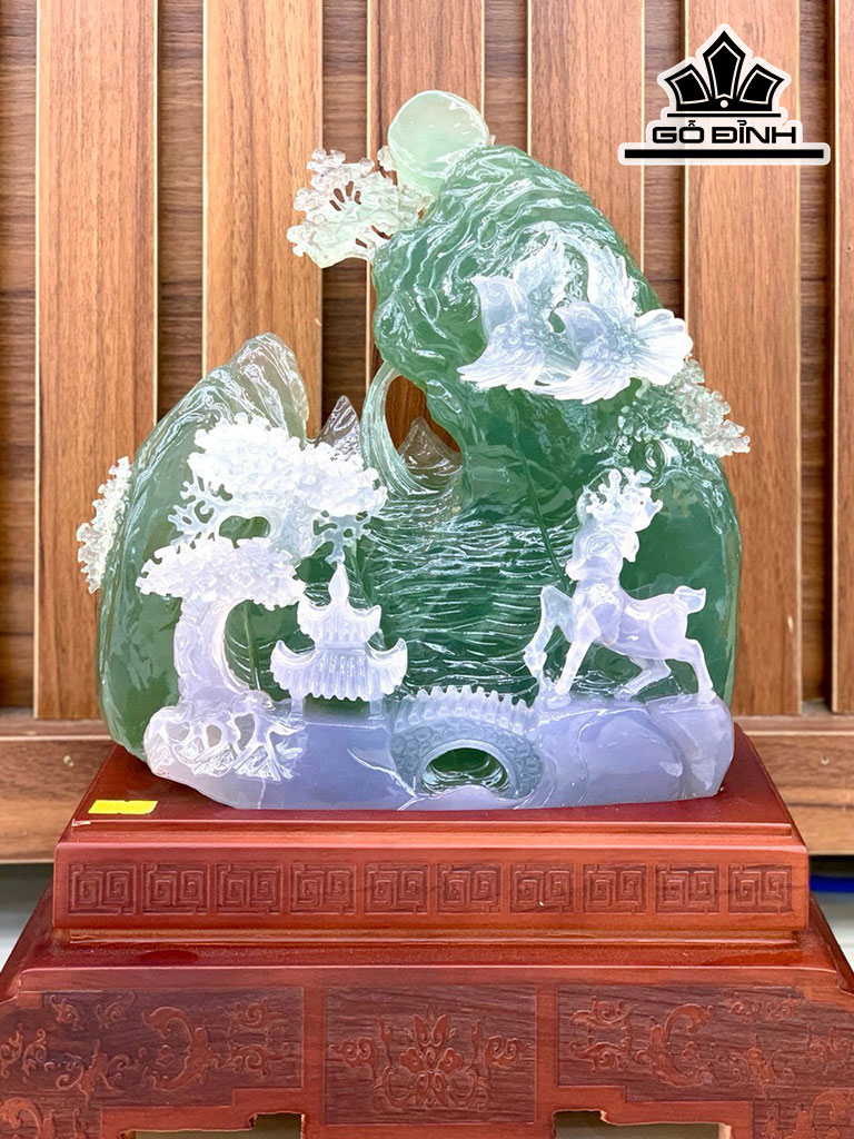 Tác Phẩm Phong Cảnh Đá Flourite Cao 39 Ngang 30 (cm) 8,8kg Riêng Đá Cao 27 Ngang 24 (cm) 7,5kg