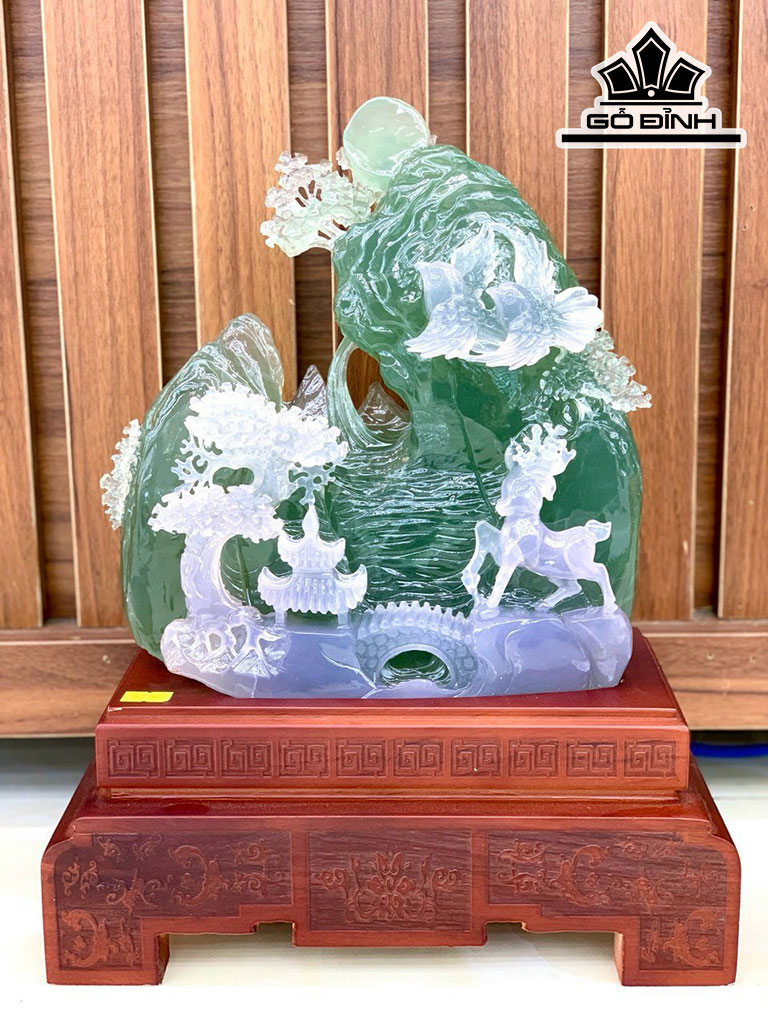 Tác Phẩm Phong Cảnh Đá Flourite Cao 39 Ngang 30 (cm) 8,8kg Riêng Đá Cao 27 Ngang 24 (cm) 7,5kg