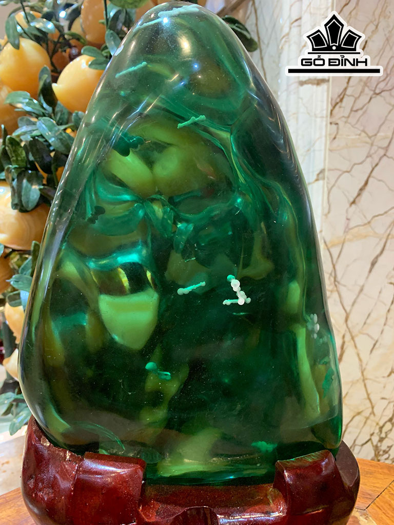 Khối Đại Cảnh Đá Thủy Tinh Bông Tuyết Cao 39 Ngang 24 (cm) 7kg