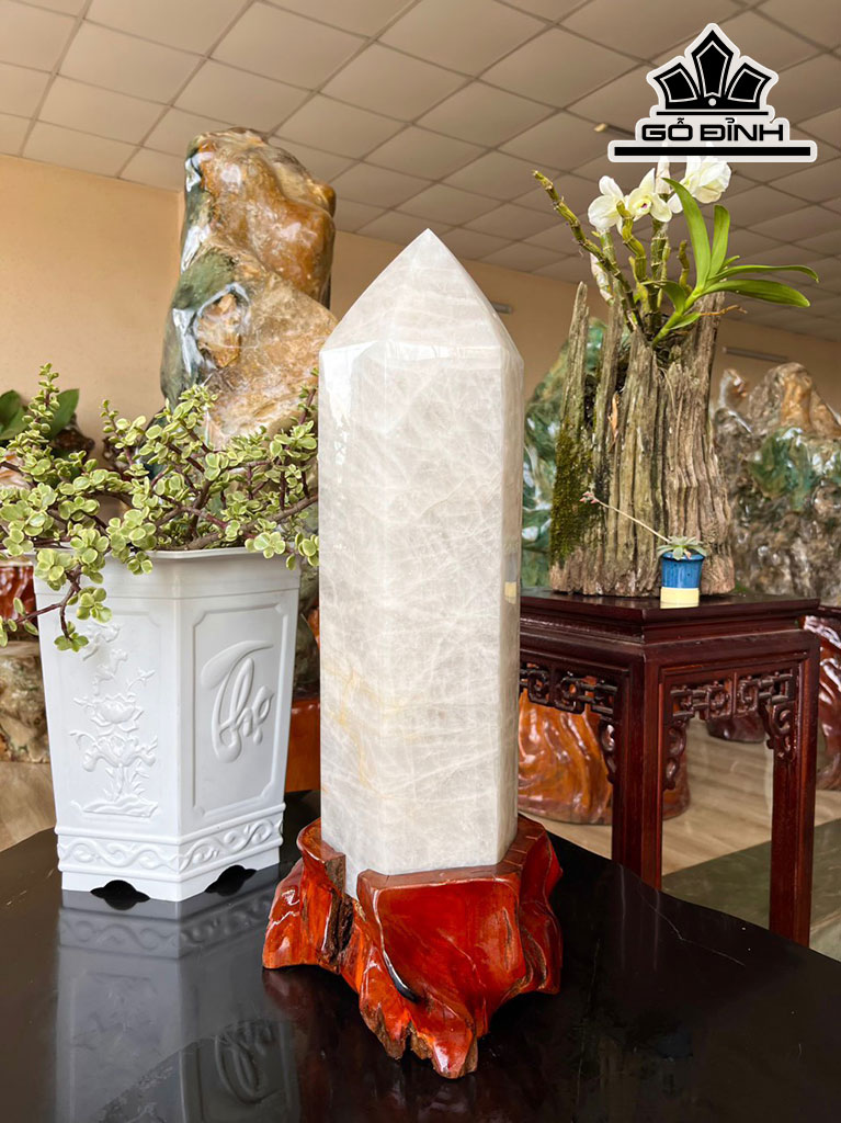 Trụ Đá Thạch Anh Trắng Cao 54 Riêng Đá Cao 46 (cm) 15kg
