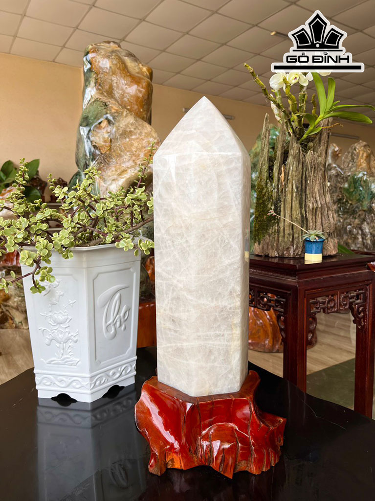 Trụ Đá Thạch Anh Trắng Cao 54 Riêng Đá Cao 46 (cm) 15kg
