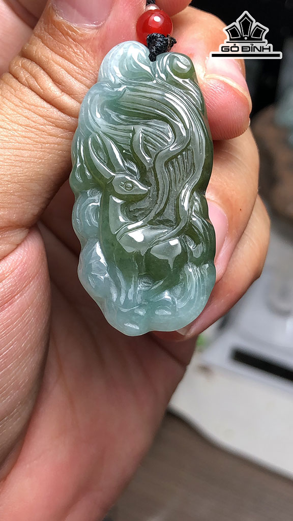 Mặt Dây Chuyền Hồ Ly  Đá Cẩm Thạch Cao 46,6 Ngang 22 Sâu 5,8 (mm) 14g