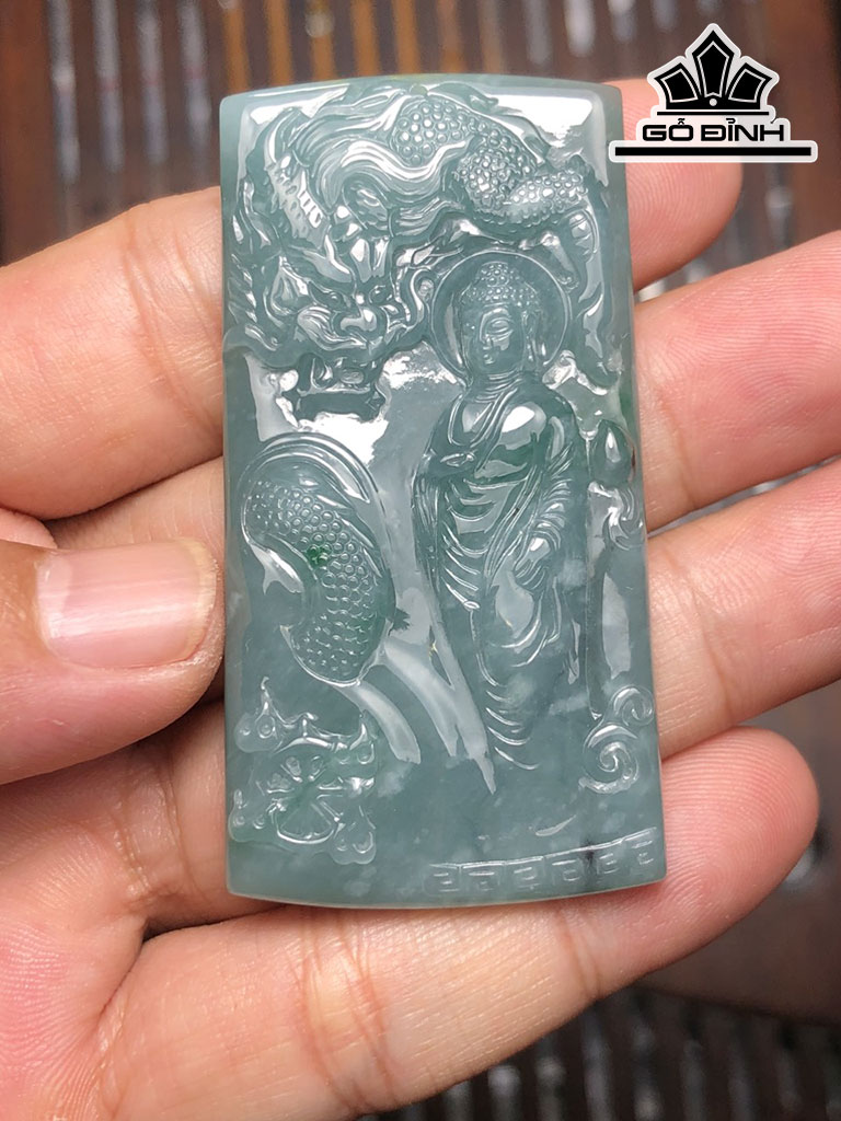 Mặt Dây Chuyền Phật Đá Cẩm Thạch Cao 61,6 Ngang 32,3 Sâu 6 (mm) 29g