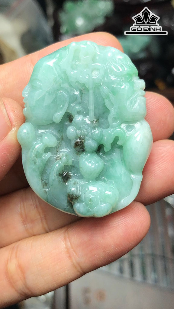 Mặt Dây Chuyền Thiện Ác Đá Cẩm Thạch Cao 46 Ngang 35 Sâu 12,6 (mm) 41g