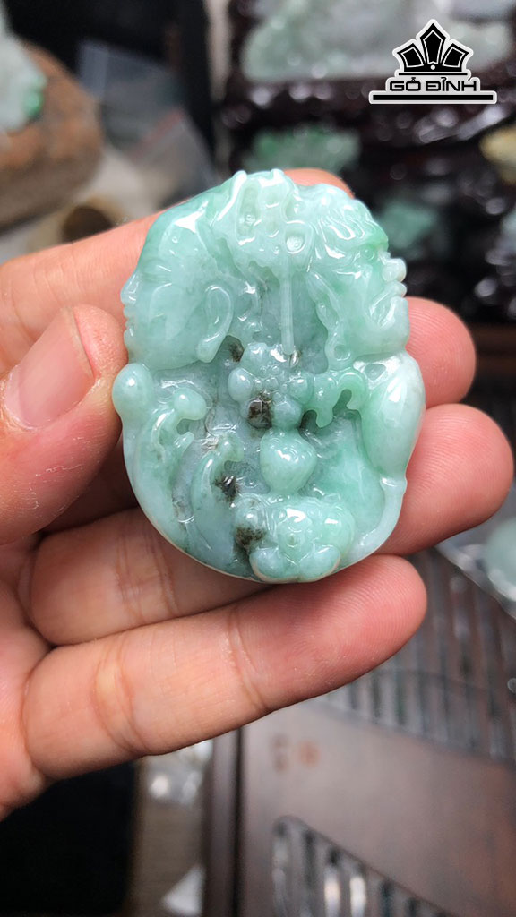 Mặt Dây Chuyền Thiện Ác Đá Cẩm Thạch Cao 46 Ngang 35 Sâu 12,6 (mm) 41g