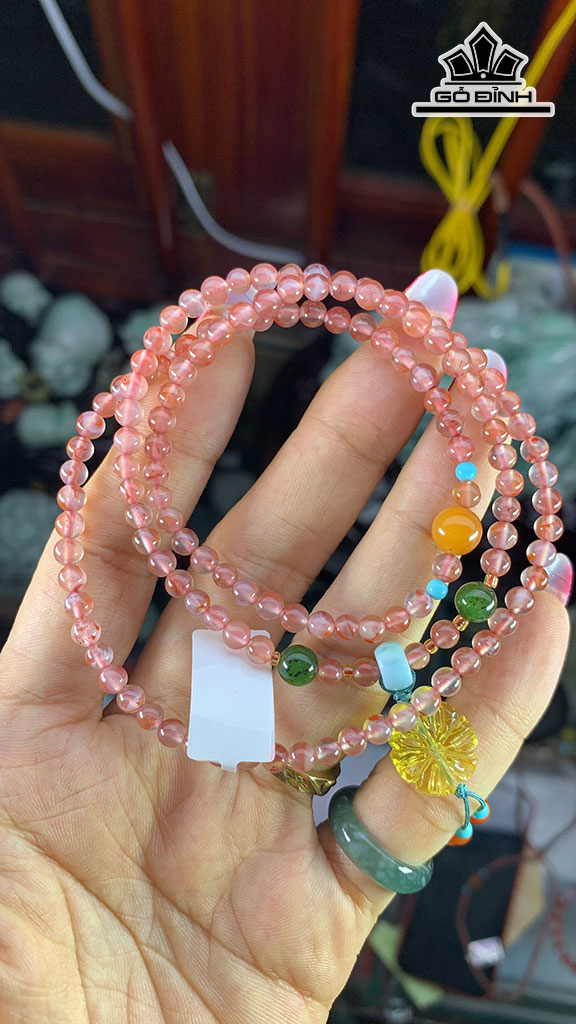 Chuỗi Đá Mã Não Nam Hồng Đường Kính 4,3 (mm) 15,7g