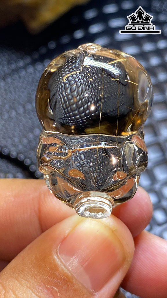 Mặt Dây Chuyền Heo Đá Thạch Anh Tóc Nâu Cao 33,6 Ngang 24,3 Sâu 19,9 (mm) 23,3g