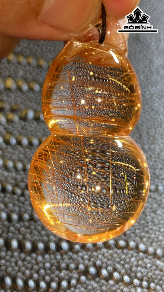 Mặt Dây Chuyền Hồ Lô Đá Thạch Anh Tóc Nâu Cao 50 Ngang 27 Sâu 19 (mm) 30g