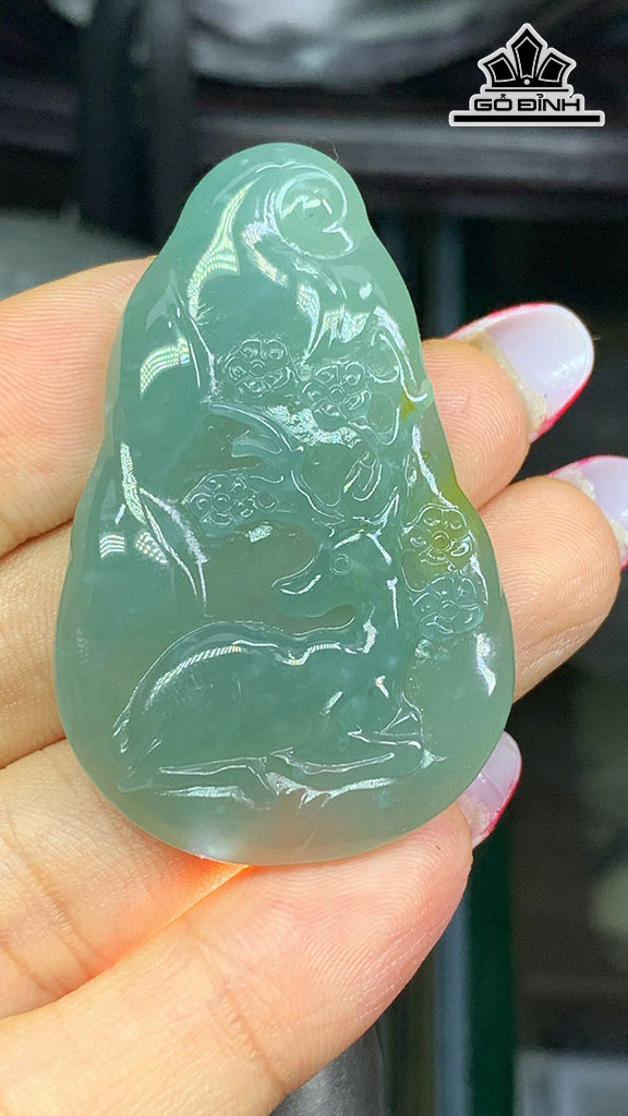 Mặt Dây Chuyền Nai Lộc Đá Cẩm Thạch Cao 50 Ngang 32 Sâu 6,2 (mm) 18,2g