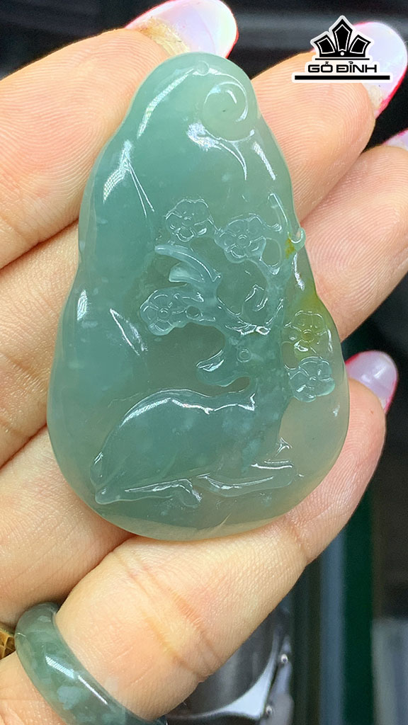 Mặt Dây Chuyền Nai Lộc Đá Cẩm Thạch Cao 50 Ngang 32 Sâu 6,2 (mm) 18,2g