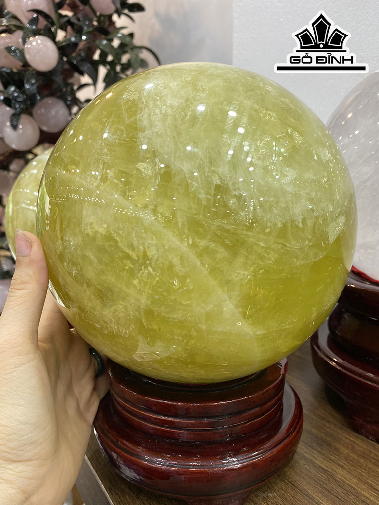 Bi Cầu Đá Thạch Anh Vàng Đường Kính 17 (cm) 8,45kg