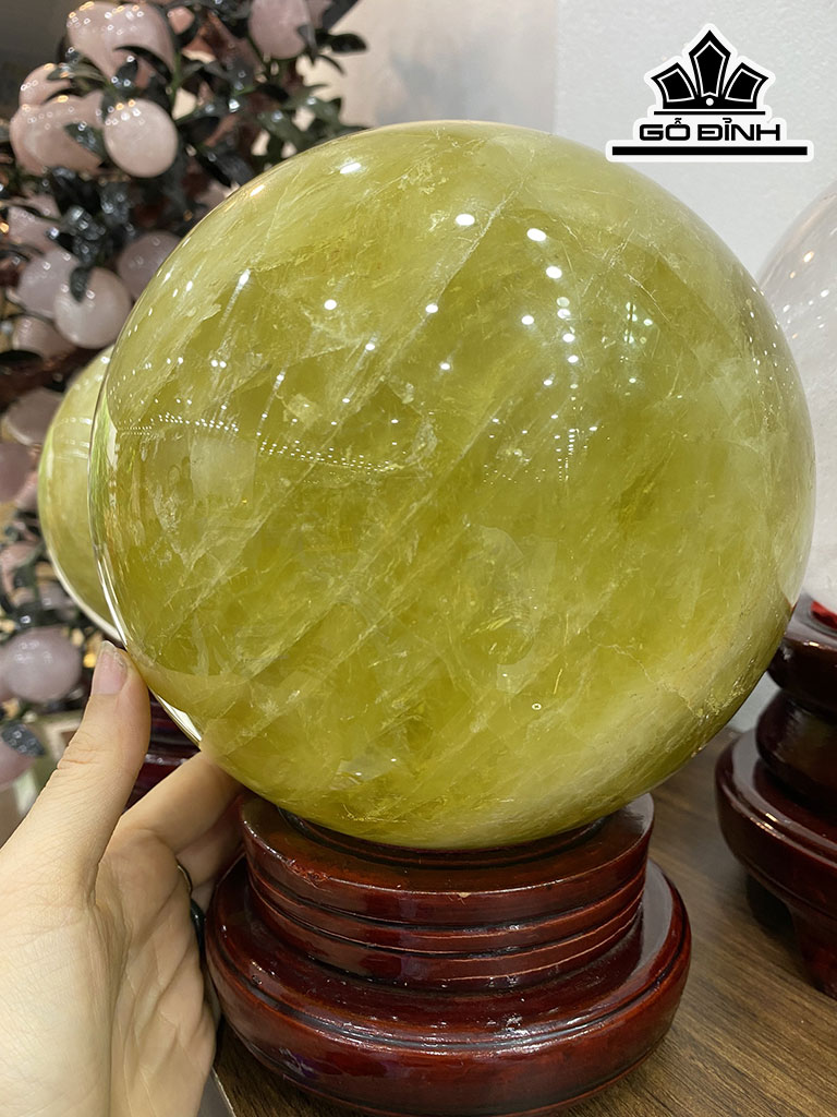 Bi Cầu Đá Thạch Anh Vàng Đường Kính 17 (cm) 8,45kg