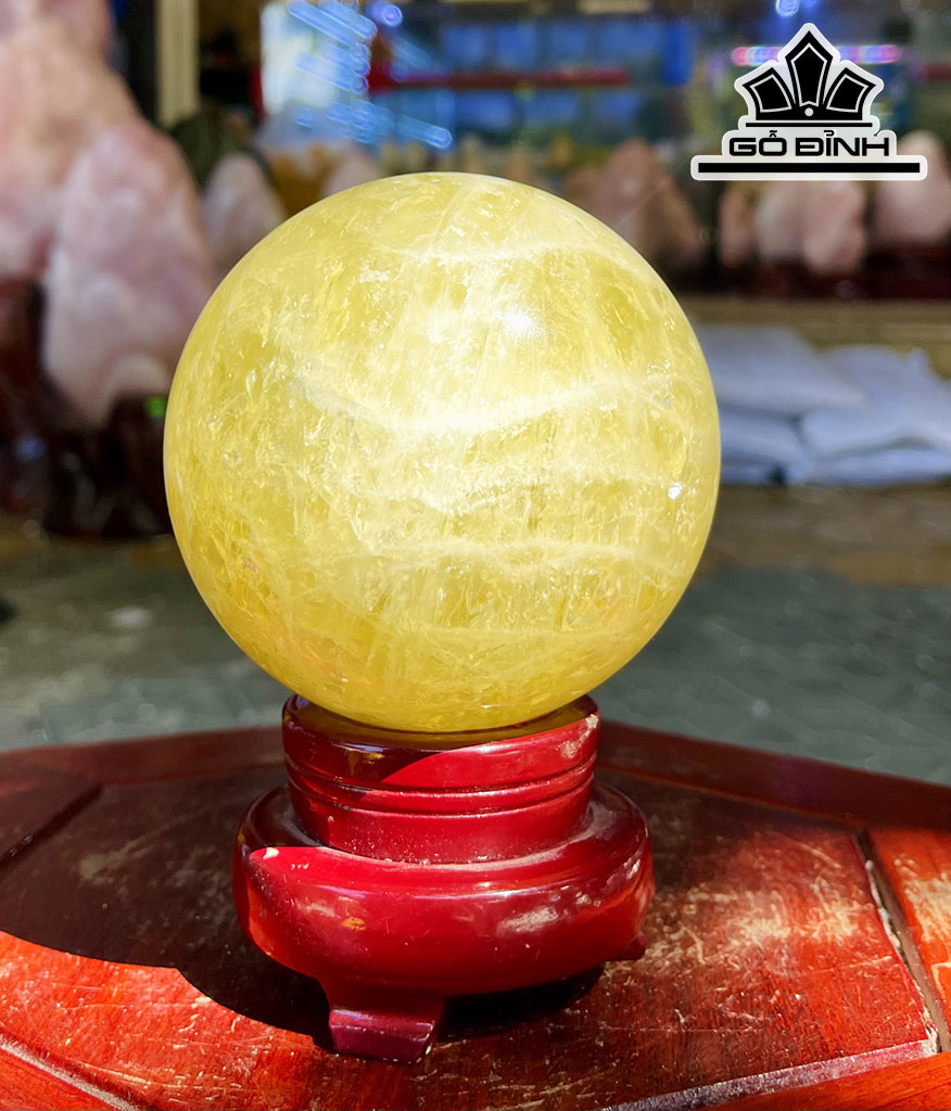Bi Cầu Đá Thạch Anh Vàng Đường Kính 10 (cm) 1,18kg