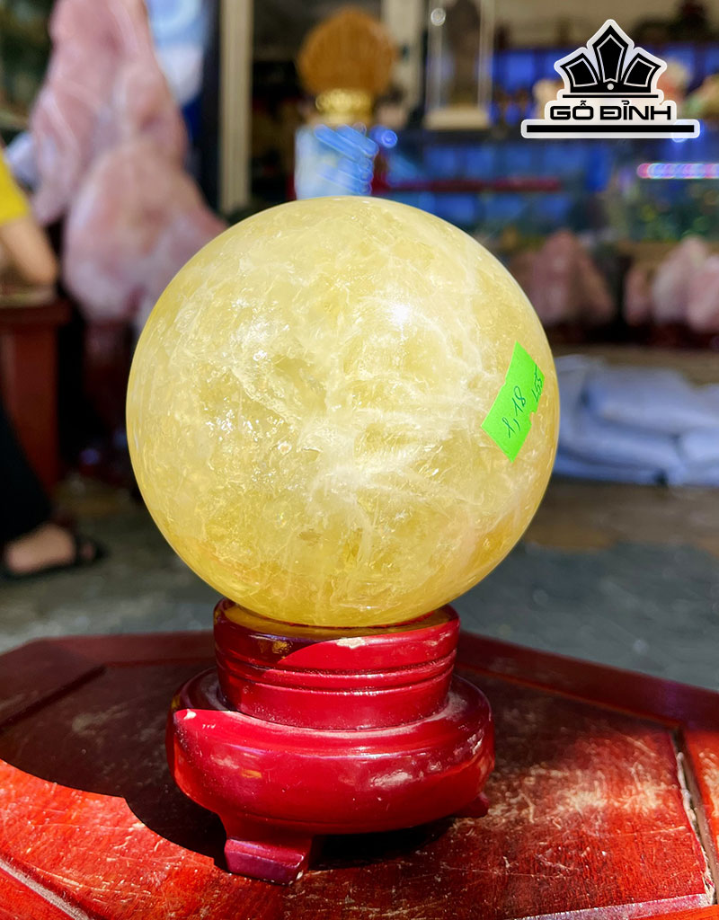 Bi Cầu Đá Thạch Anh Vàng Đường Kính 10 (cm) 1,18kg