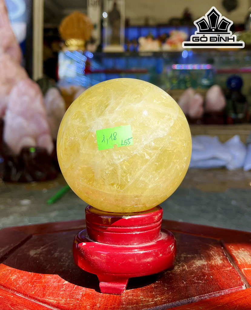 Bi Cầu Đá Thạch Anh Vàng Đường Kính 10 (cm) 1,18kg