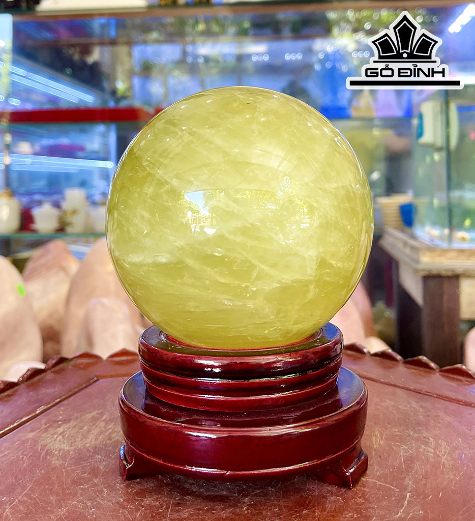 Bi Cầu Đá Thạch Anh Vàng Đường Kính 12 (cm) 2,74kg