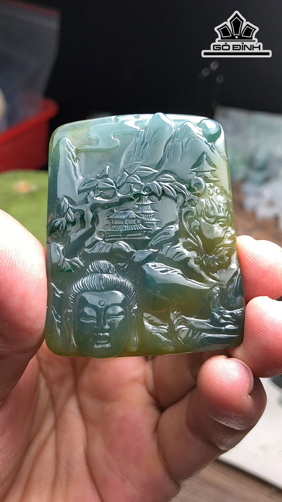 Mặt Dây Chuyền Thiện Ác Đá Cẩm Thạch Cao 51,8 Ngang 42 Sâu 5 (mm) 23g