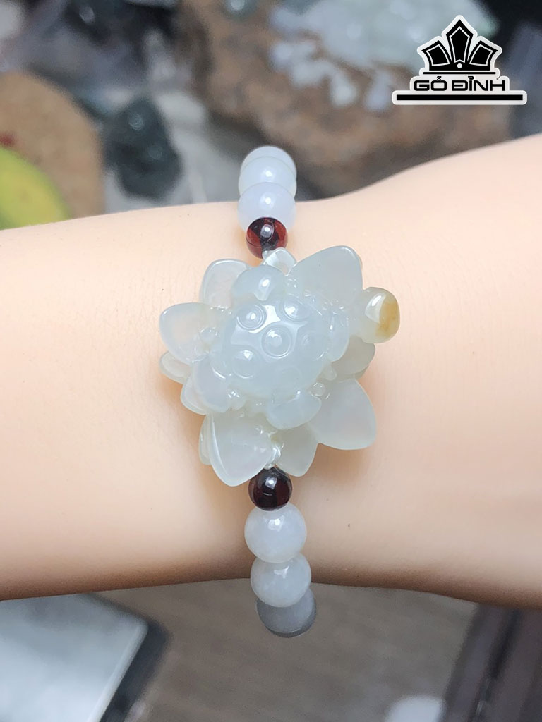 Vòng Tay Hoa Sen Đá Cẩm Thạch Cao 29 Ngang 30,8 Sâu 12 (mm) 22,6g