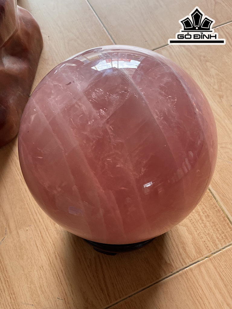 Bi Cầu Đá Thạch Anh Hồng Đường Kính 22 (cm) 14,8kg