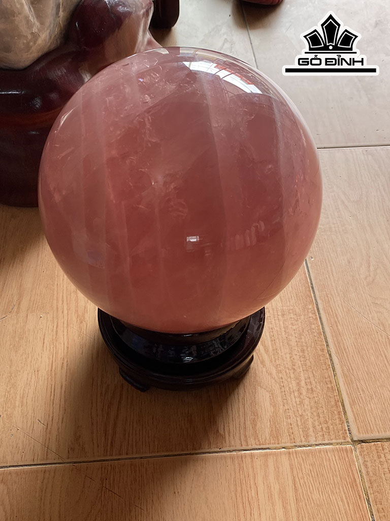 Bi Cầu Đá Thạch Anh Hồng Đường Kính 22 (cm) 14,8kg
