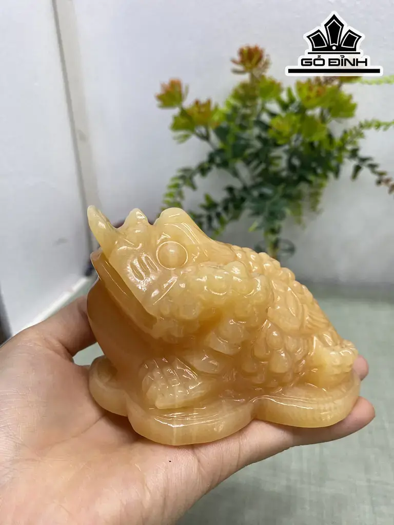 Thiềm Thừ Đá Ngọc Hoàng Long Cao 11 Ngang 8 Sâu 6,8 (cm)