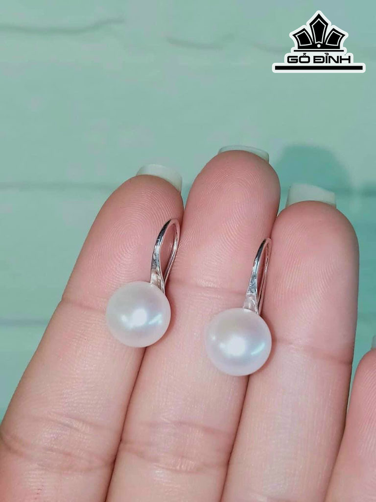 Bông Tai Ngọc Trai Bán Cầu Size 8 li