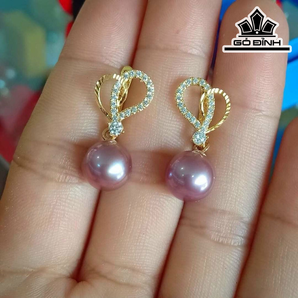 Bông Tai Ngọc Trai Tròn Size 10 li (Chế Tác Vàng Tùy Mẫu)