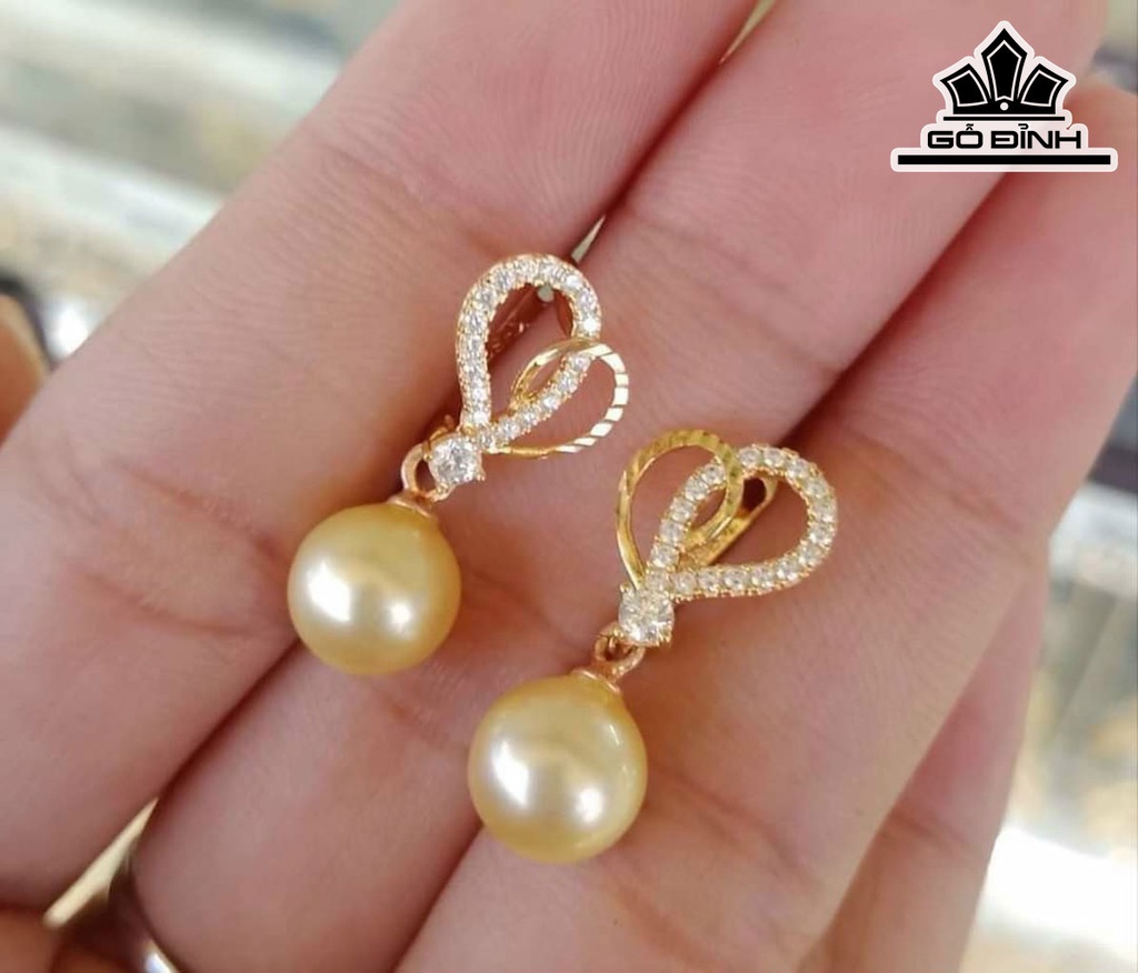 Bông Tai Ngọc Trai Tròn Size 10 li (Chế Tác Vàng Tùy Mẫu)