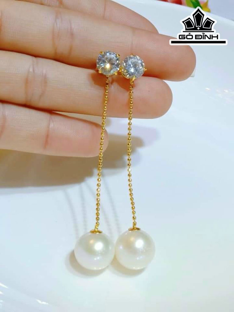 Bông Tai Ngọc Trai Tròn Size 10 li (Chế Tác Vàng Tùy Mẫu)