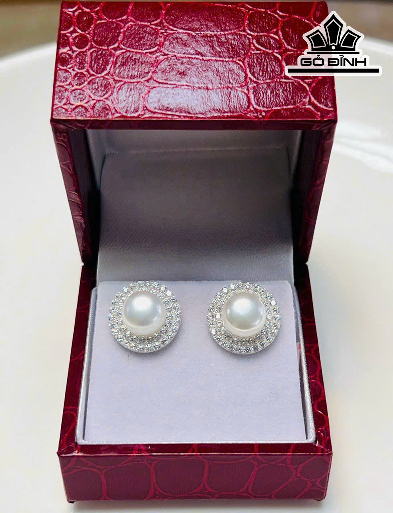 Bông Tai Ngọc Trai Bán Cầu Size 8 Li