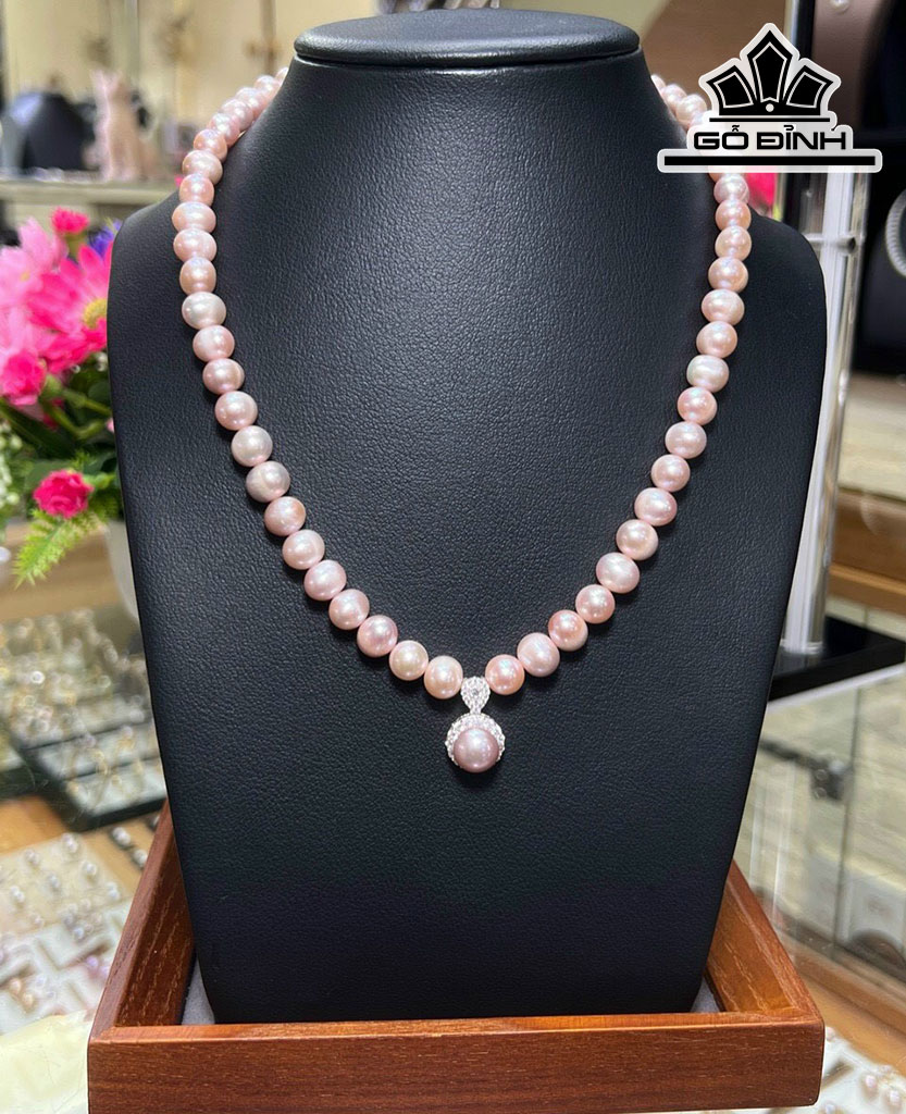 Vòng Cổ Ngọc Trai Ovan Tím Size 7-8 li