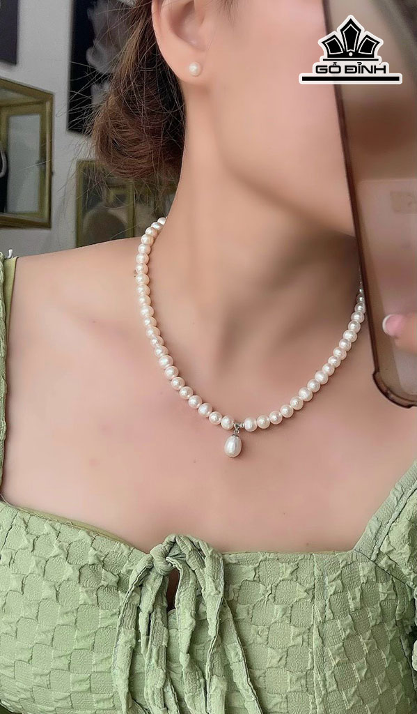 Vòng Cổ Ngọc Trai Nước Ngọt Dài 42.5 cm Size 7 li