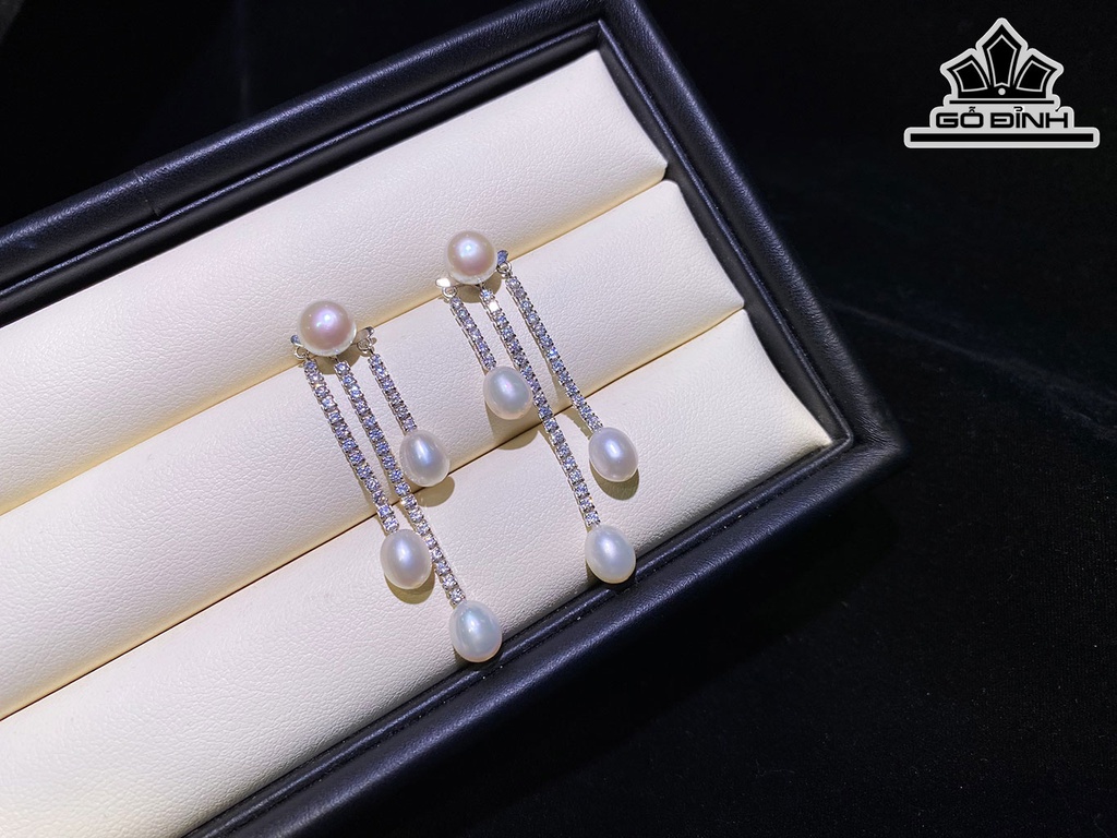 Bông Tai Ngọc Trai Giọt Nước Size 5,8 Li