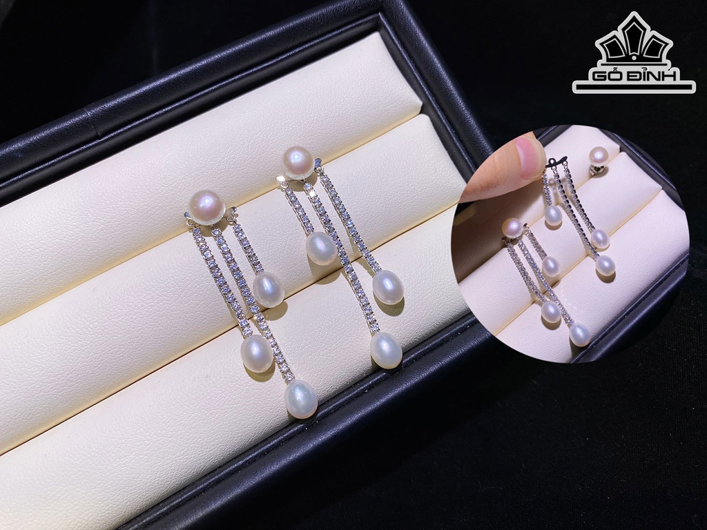 Bông Tai Ngọc Trai Giọt Nước Size 5,8 Li