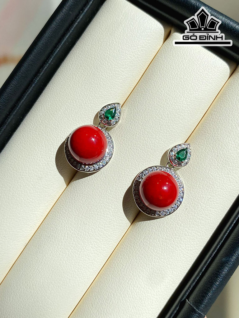Bông Tai San Hô Đỏ Size 10 li