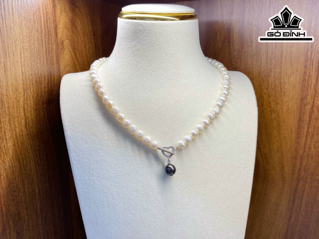 Vòng Cổ Ngọc Trai Dài 41 cm Size 7 li Mặt Akoya Size 8 li