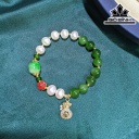 Vòng Tay Ngọc Trai Oval Mix Diopside - Cẩm Thạch - Ngọc Bích Size 8 Li