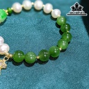 Vòng Tay Ngọc Trai Oval Mix Diopside - Cẩm Thạch - Ngọc Bích Size 8 Li