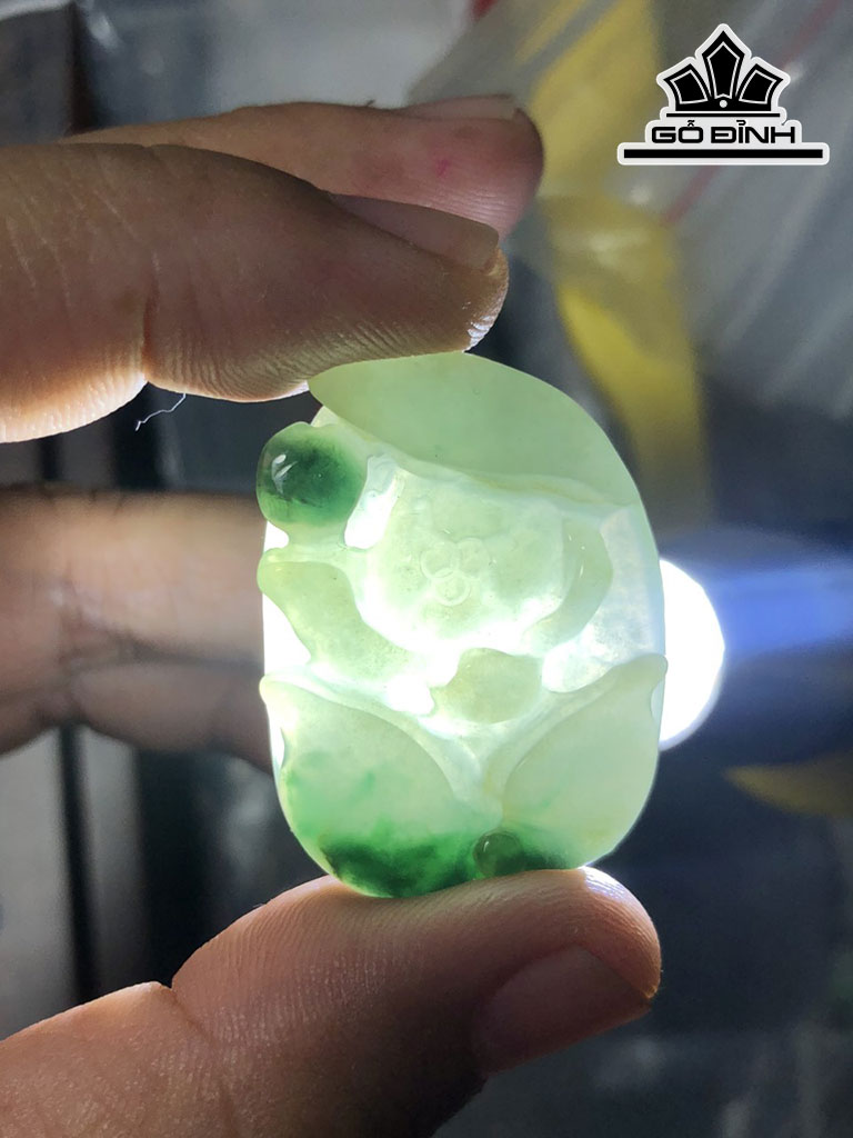 Mặt Dây Chuyền Hoa Sen Đá Cẩm Thạch Cao 37 Ngang 27 Sâu 6,6 (mm) 13,6g