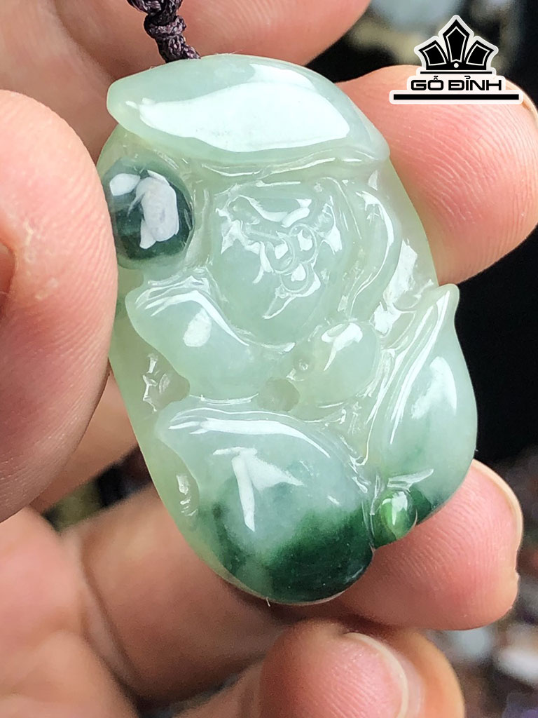 Mặt Dây Chuyền Hoa Sen Đá Cẩm Thạch Cao 37 Ngang 27 Sâu 6,6 (mm) 13,6g