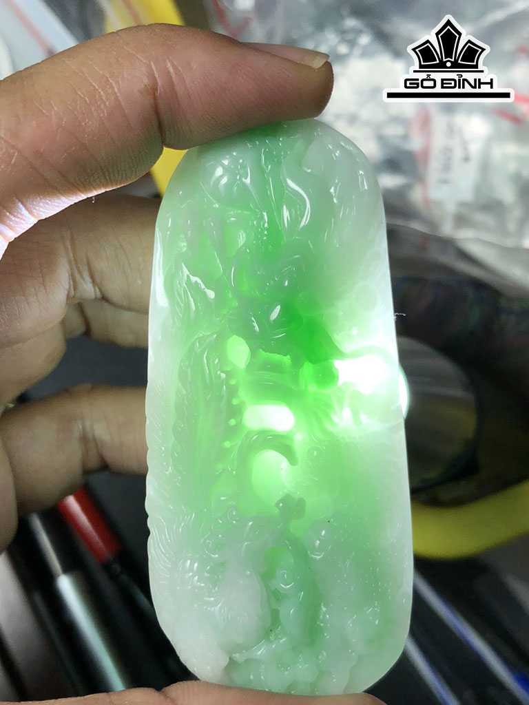 Mặt Dây Chuyền Long Phụng Đá Cẩm Thạch Cao 74 Ngang 33 Sâu 9,2 (mm) 35g