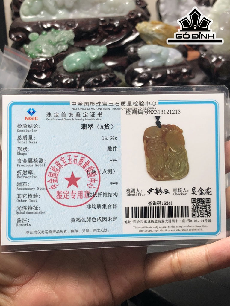 Mặt Dây Chuyền Ông Thọ Đá Cẩm Thạch Cao 42,8 Ngang 30,8 Sâu 3,8 (mm) 11g