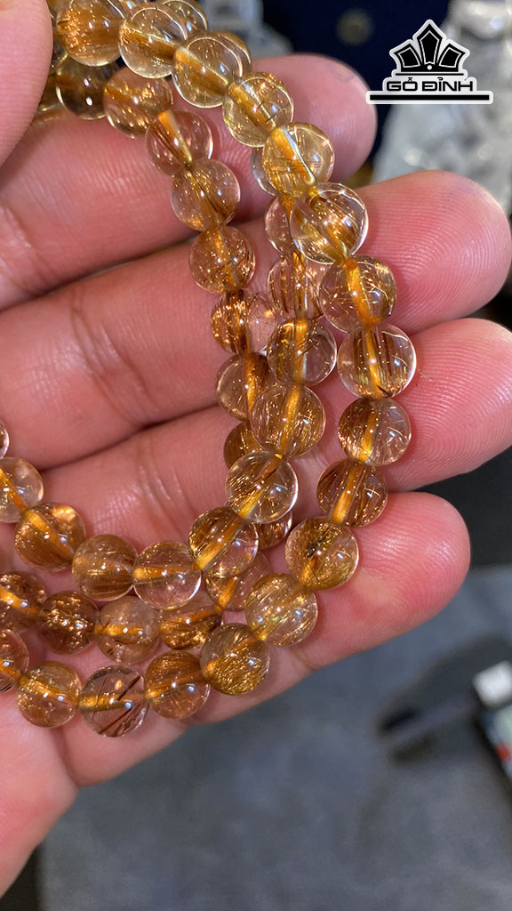 Chuỗi Đá Thạch Anh Tóc Vàng Nâu Đường Kính 7,1 (mm) 39g